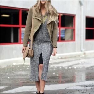 Anthropologie Dolan Grey Gray Luna Layered Ribbed Knit Sleeveless Midi Dress L